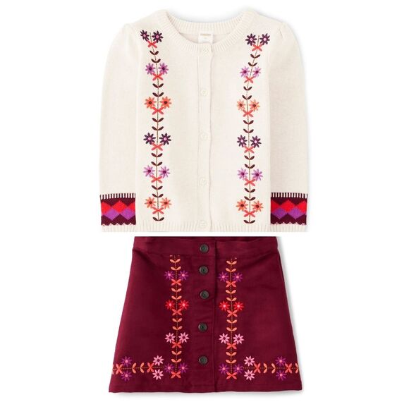 Gymboree Girls Spice Market Cardigan Sweater & Skirt Outfit Size 10-12 NEW - Picture 1 of 16